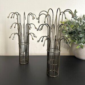 Set 2 Waterfall Table Lamp Brass CAGE ONLY Hollywood Regency Art Deco Wire Shade